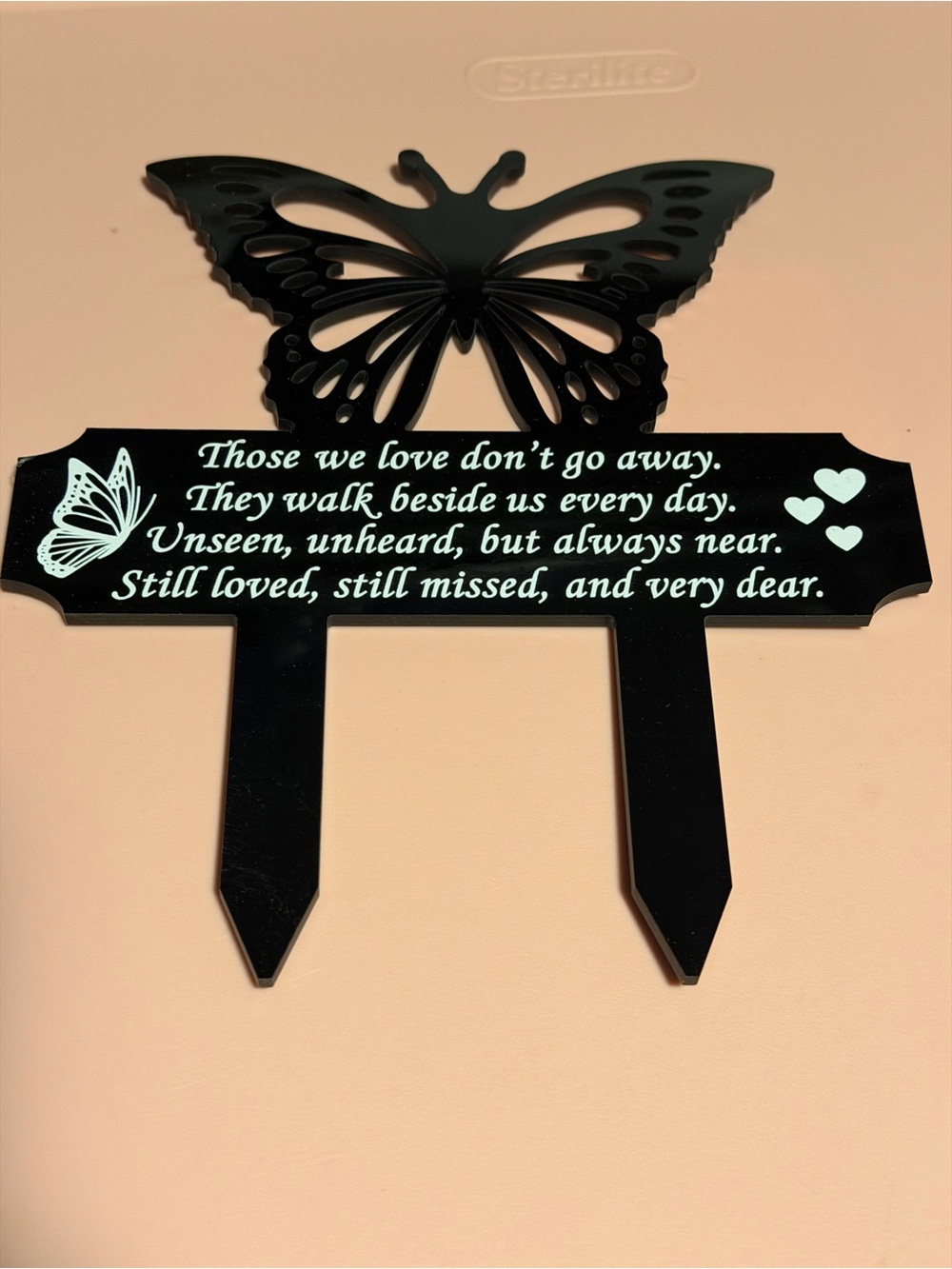 Black Butterfly Memorial Garden Stake - Those We Love Sentiment
